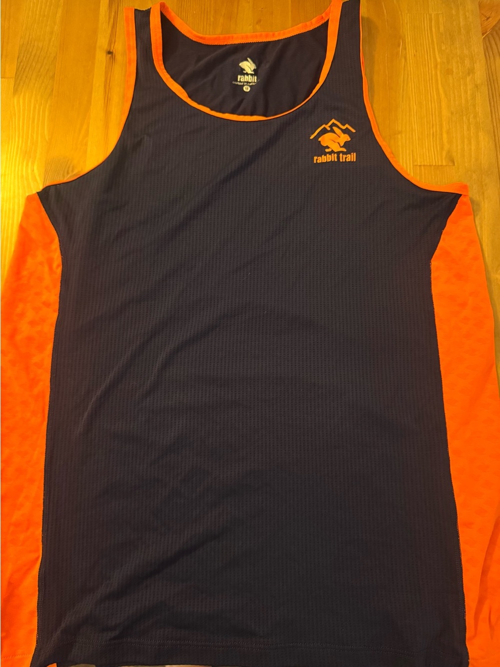 rabbit trail Men's Running Singlet Tank Top - Navy/Orange - Size Large
